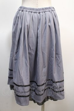 画像2: axes femme POETIQUE / メッセージ刺繍タックスカート M ブルーグレー Y-25-04-21-113-AX-SK-SZ-ZY