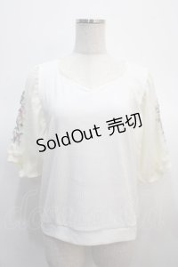 axes femme / チュール刺繍リブプルオーバー  白 Y-25-04-21-014-AX-TO-SZ-ZY