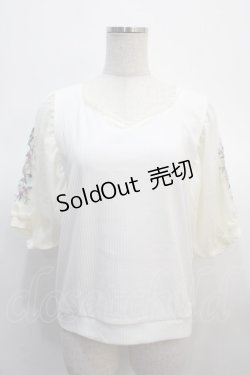画像1: axes femme / チュール刺繍リブプルオーバー  白 Y-25-04-21-014-AX-TO-SZ-ZY
