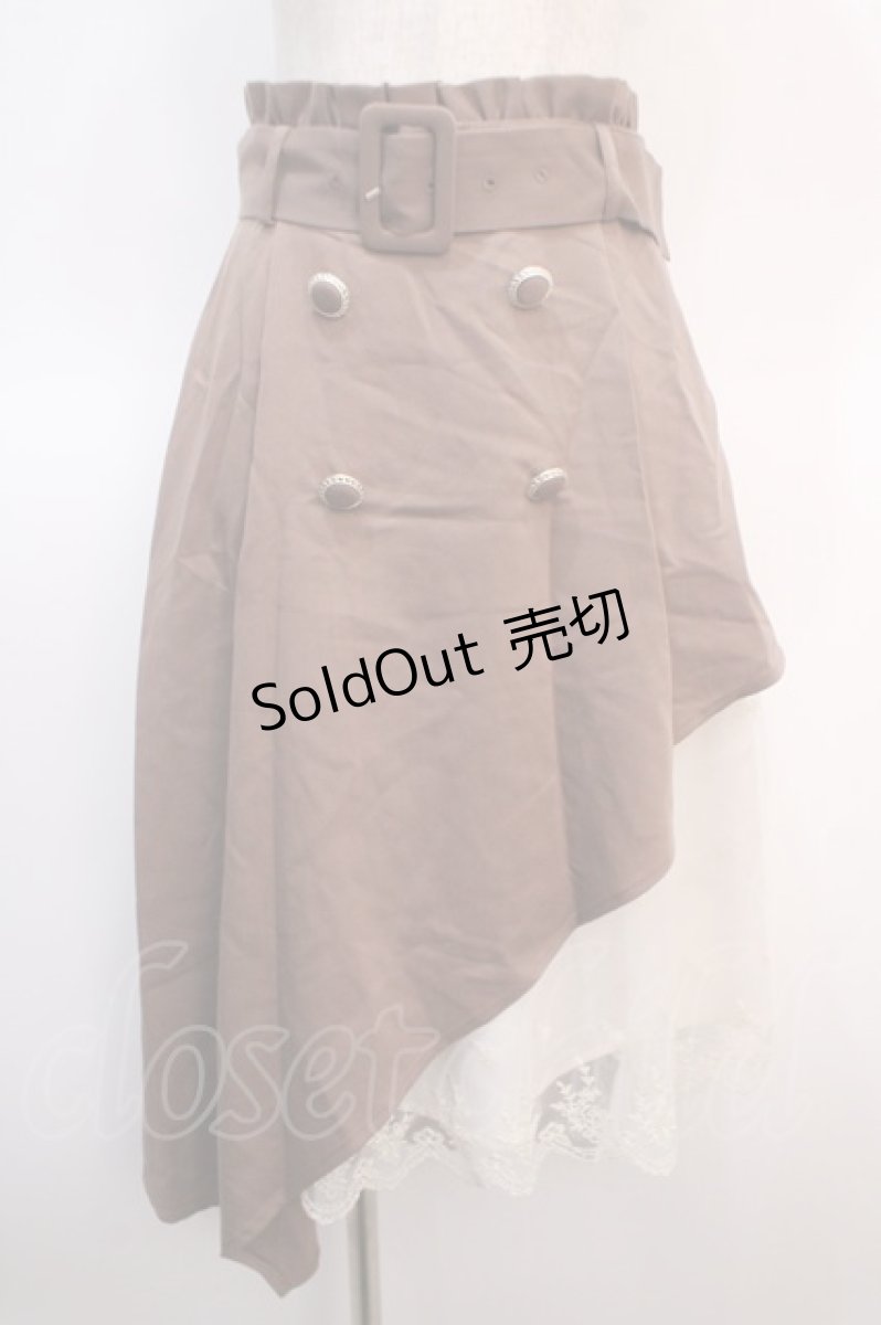 画像1: 【SALE】axes femme POETIQUE / レースアシメトレンチスカート M 茶 Y-25-04-21-121-AX-SK-SZ-ZH (1)
