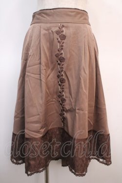 画像1: axes femme / 薔薇刺繍バイカラースカート F ブラウン Y-25-04-21-126-AX-SK-SZ-ZY