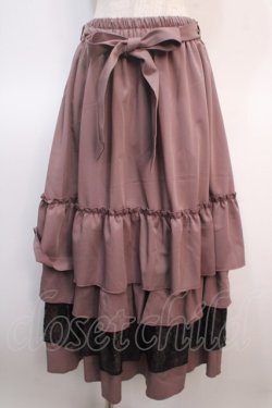 画像1: axes femme / レース使いティアードスカート  ピンク Y-25-04-21-127-AX-SK-SZ-ZY