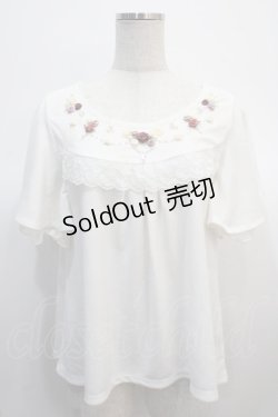画像1: axes femme / ローズガーデンフリル袖プルオーバー  白 Y-25-04-21-015-AX-TO-SZ-ZY