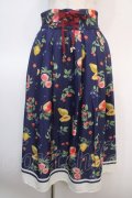 axes femme / ミックスフルーツ柄スカート  紺 Y-25-04-21-134-AX-SK-SZ-ZY