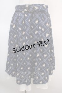 axes femme / 格子ローズプリントスカート M 紺 Y-25-04-21-141-AX-SK-SZ-ZI