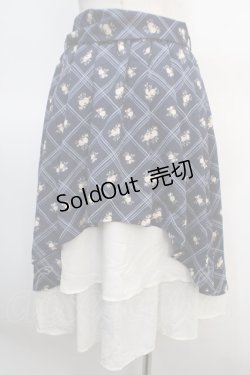 画像2: axes femme / 格子ローズプリントスカート M 紺 Y-25-04-21-141-AX-SK-SZ-ZI