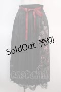 axes femme / 彼岸花柄プリーツスカート F 黒 Y-25-04-21-154-AX-SK-SZ-ZY