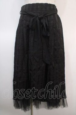 画像1: axes femme POETIQUE / シアーチェックロングスカート M 黒 Y-25-04-21-155-AX-SK-SZ-ZY
