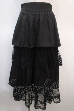 画像1: axes femme POETIQUE / レース使いティアードスカート  黒 Y-25-04-21-163-AX-SK-SZ-ZY