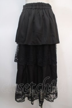 画像2: axes femme POETIQUE / レース使いティアードスカート  黒 Y-25-04-21-163-AX-SK-SZ-ZY