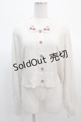 axes femme POETIQUE / チェリー刺繍衿付きニットカーデ  キナリ Y-25-04-21-019-AX-TO-SZ-ZY