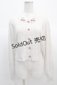 axes femme POETIQUE / チェリー刺繍衿付きニットカーデ  キナリ Y-25-04-21-019-AX-TO-SZ-ZY