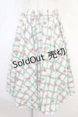 Physical Drop / サーキュラースカート  いちご柄グリーン系 Y-25-04-21-172-LO-SK-SZ-ZY