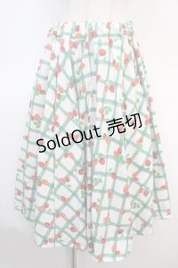 Physical Drop / サーキュラースカート  いちご柄グリーン系 Y-25-04-21-172-LO-SK-SZ-ZY