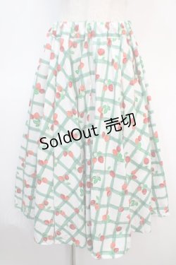 画像1: Physical Drop / サーキュラースカート  いちご柄グリーン系 Y-25-04-21-172-LO-SK-SZ-ZY