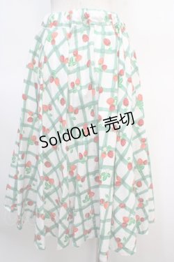 画像2: Physical Drop / サーキュラースカート  いちご柄グリーン系 Y-25-04-21-172-LO-SK-SZ-ZY