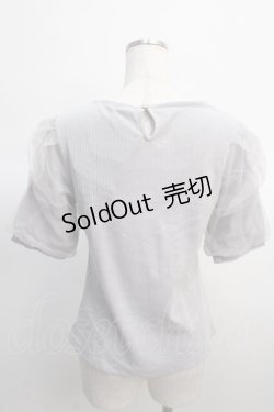 画像2: axes femme / 巻きバラのふんわりチュール袖プルオーバー  サックス Y-25-04-21-023-AX-TO-SZ-ZY
