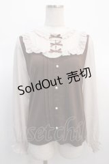 axes femme / リボン付フリルプルオーバー  茶 Y-25-04-21-026-AX-TO-SZ-ZY