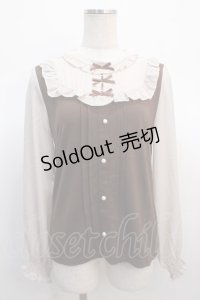 axes femme / リボン付フリルプルオーバー  茶 Y-25-04-21-026-AX-TO-SZ-ZY