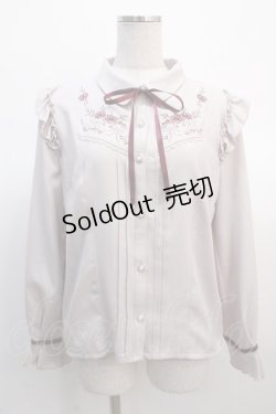 画像1: axes femme / コスモス×リボン刺繍ブラウス M ピンク Y-25-04-21-027-AX-BL-SZ-ZY