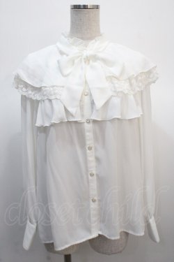画像1: axes femme POETIQUE / ケープデザインフリルブラウス  白 Y-25-04-21-030-AX-BL-SZ-ZY