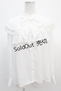 画像1: axes femme POETIQUE / ケープデザインフリルブラウス  白 Y-25-04-21-030-AX-BL-SZ-ZY