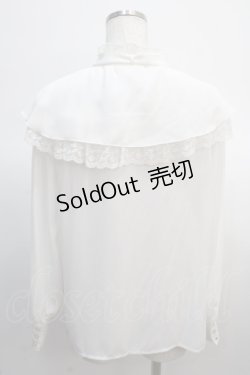 画像2: axes femme POETIQUE / ケープデザインフリルブラウス  白 Y-25-04-21-030-AX-BL-SZ-ZY
