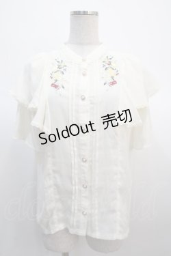 画像1: axes femme / ミックスフルーツ刺繍ブラウス  キナリ Y-25-04-21-032-AX-BL-SZ-ZY