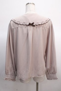 画像2: axes femme POETIQUE / フラワー刺繍スカラップ襟ブラウス  モカ Y-25-04-21-033-AX-BL-SZ-ZY