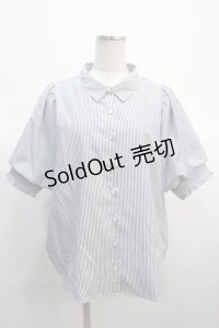 axes femme / ボリューム袖ブラウス  紺 Y-25-04-21-034-AX-BL-SZ-ZY