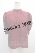 axes femme POETIQUE / シアーチェックボウタイブラウス  赤 Y-25-04-21-035-AX-BL-SZ-ZY