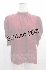 axes femme POETIQUE / シアーチェックボウタイブラウス  赤 Y-25-04-21-035-AX-BL-SZ-ZY