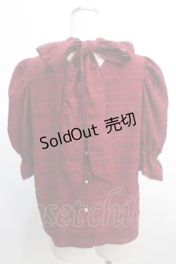 画像2: axes femme POETIQUE / シアーチェックボウタイブラウス  赤 Y-25-04-21-035-AX-BL-SZ-ZY