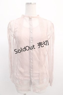 画像1: axes femme / プチスタンドレーシーブラウス  ピンク Y-25-04-21-039-AX-BL-SZ-ZY