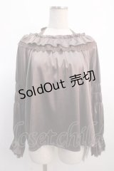 axes femme / ギャザーデザインサテンブラウス F 茶 Y-25-04-21-041-AX-BL-SZ-ZT175
