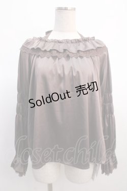 画像1: axes femme / ギャザーデザインサテンブラウス F 茶 Y-25-04-21-041-AX-BL-SZ-ZT175