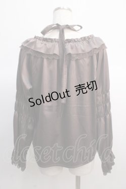 画像2: axes femme / ギャザーデザインサテンブラウス F 茶 Y-25-04-21-041-AX-BL-SZ-ZT175