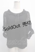 axes femme / レース×リボン袖プルオーバー M 黒 Y-25-04-21-042-AX-TO-SZ-ZY