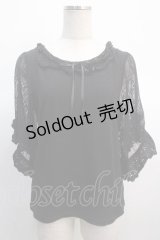 axes femme / レース×リボン袖プルオーバー M 黒 Y-25-04-21-042-AX-TO-SZ-ZY