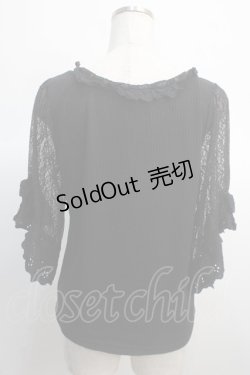 画像2: axes femme / レース×リボン袖プルオーバー M 黒 Y-25-04-21-042-AX-TO-SZ-ZY