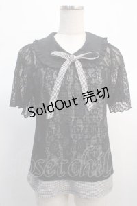 axes femme / ギンガムチェックレースプルオーバー M 黒 Y-25-04-21-044-AX-TO-SZ-ZY