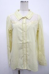 axes femme / 刺繍デザインシャツブラウス M イエロー Y-25-04-23-045-AX-BL-SZ-ZY