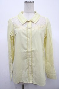 axes femme / 刺繍デザインシャツブラウス M イエロー Y-25-04-23-045-AX-BL-SZ-ZY
