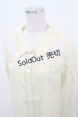 画像3: axes femme / 刺繍デザインシャツブラウス M イエロー Y-25-04-23-045-AX-BL-SZ-ZI