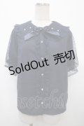 axes femme kawaii / ドットチュール半袖ブラウス M 紺 Y-25-04-23-046-AX-BL-SZ-ZY
