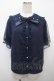 画像1: axes femme kawaii / ドットチュール半袖ブラウス M 紺 Y-25-04-23-046-AX-BL-SZ-ZY (1)