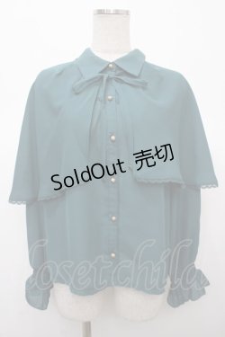 画像1: axes femme / ケープセットブラウス F Bグリーン Y-25-04-23-047-AX-BL-SZ-ZY