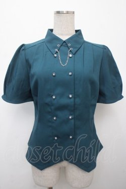 画像1: axes femme / コルセット風ダブルボタンブラウス F Bグリーン Y-25-04-23-048-AX-BL-SZ-ZY