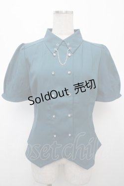 画像1: axes femme / コルセット風ダブルボタンブラウス F Bグリーン Y-25-04-23-048-AX-BL-SZ-ZY