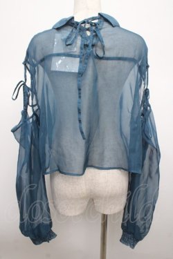 画像2: axes femme / 肩開きシアーシャツ F Bグリーン Y-25-04-23-050-AX-BL-SZ-ZY